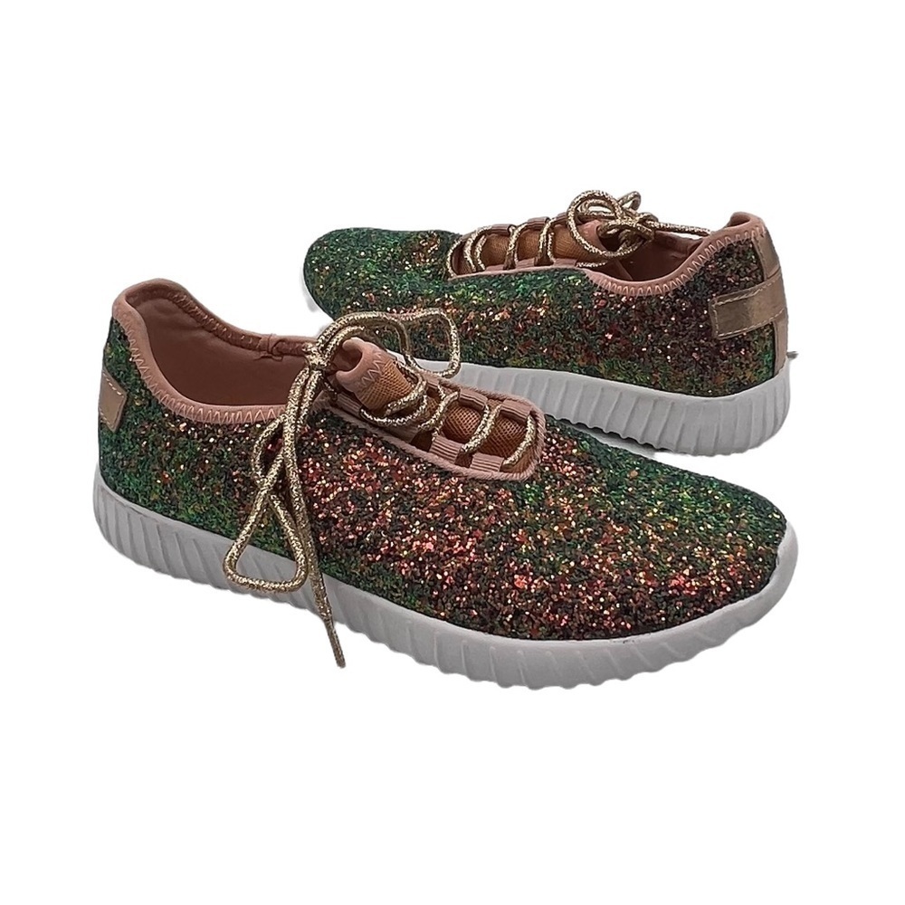 Forever 21 Green Pink Glitter Sneakers Size 7 1/2 Women’s